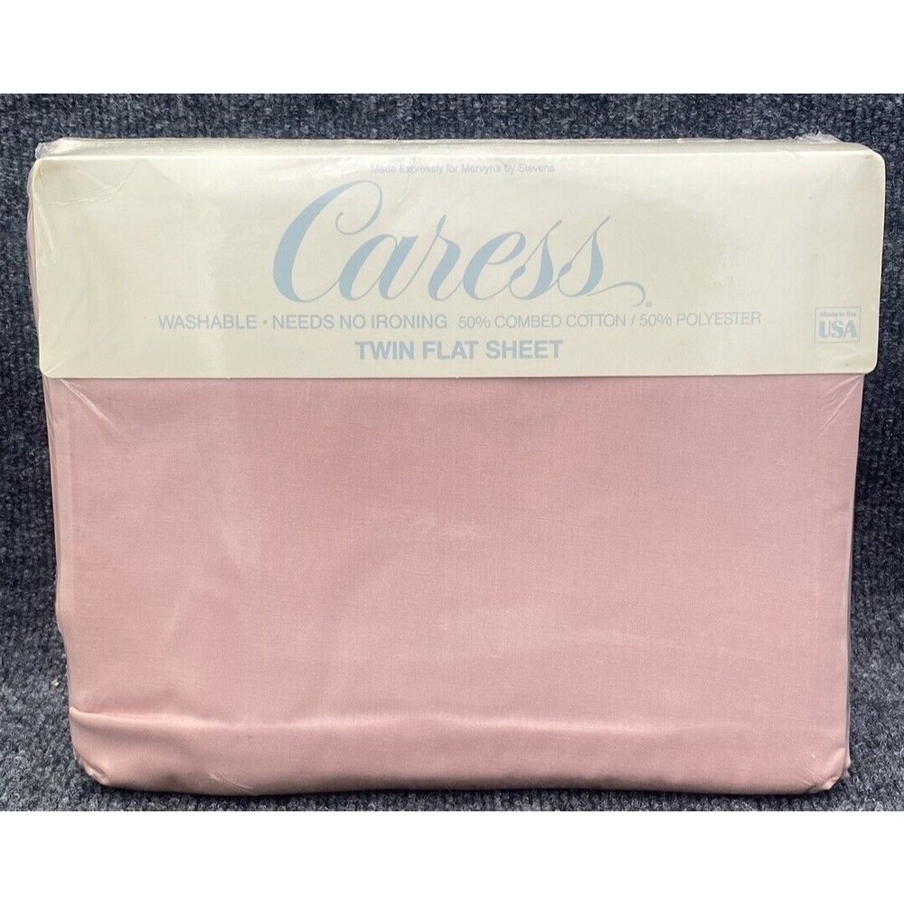 Vintage Mervyns Caress Twin Flat Sheet Pink Rosebud Percale NOS New Sealed USA